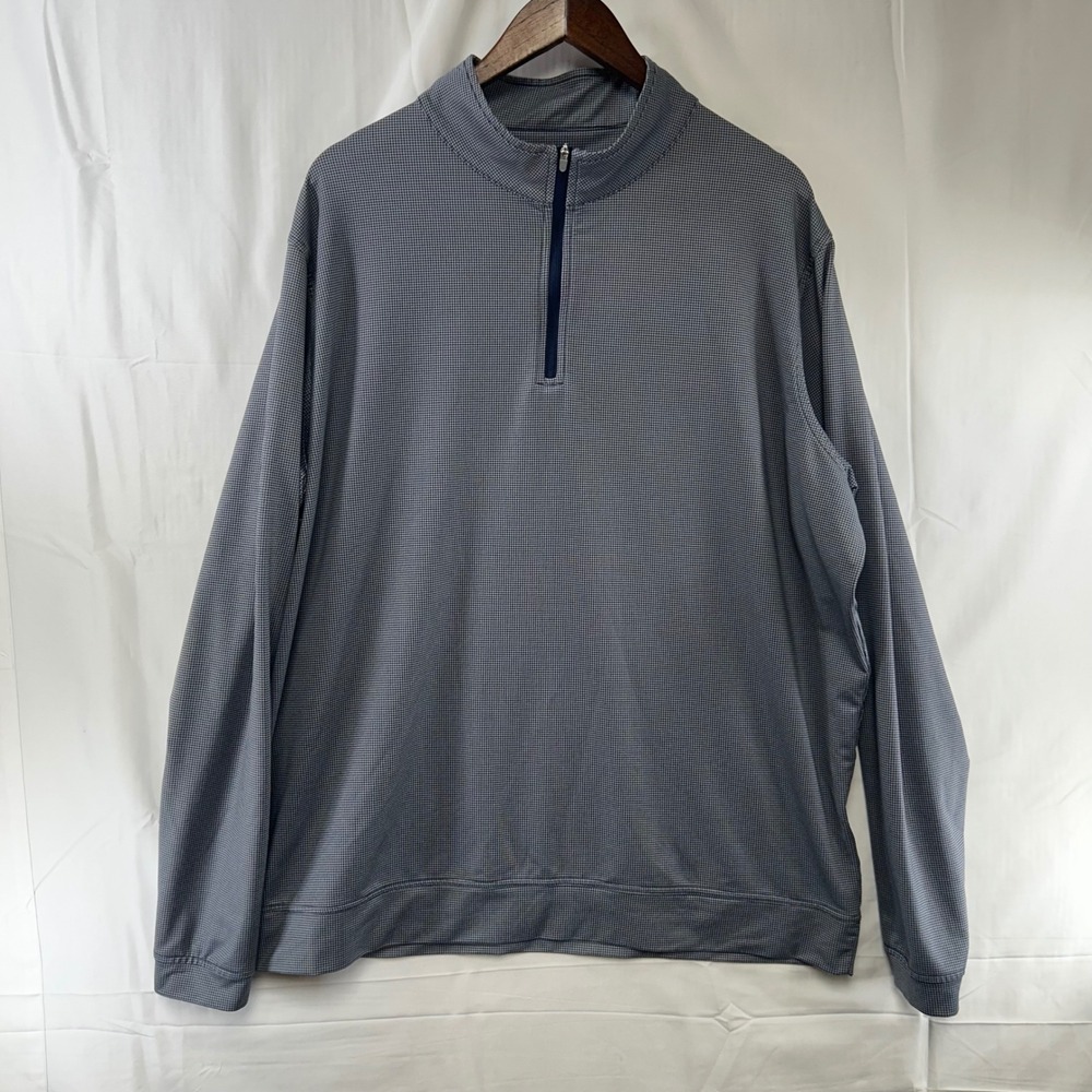 Peter Millar 1/4 Zip Pullover Mens XXL Blue Houndstooth Stretch ME0CEK40H